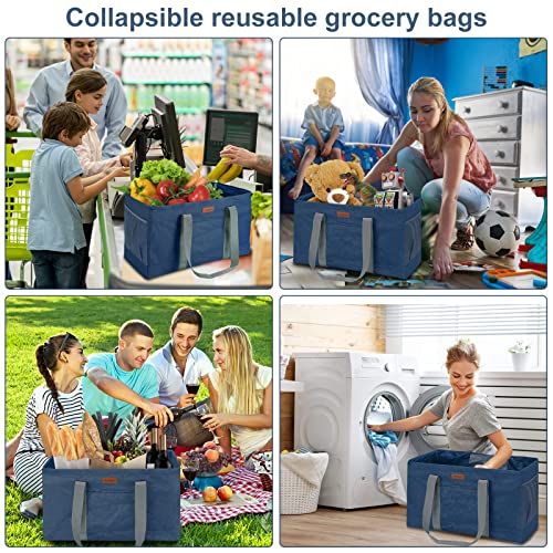 WONDAY DarkBlue Foldable Utility Tote Bag, Reusable Grocery Bag - color: Darkblue