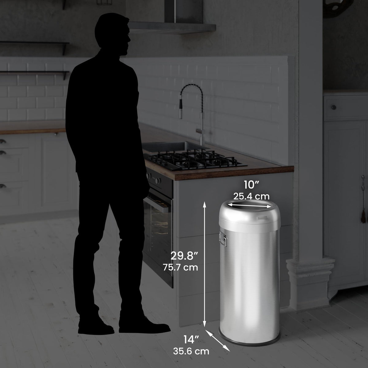 iTouchless 16 Gallon / 61 Liter Dual-Deodorizer Trash Can and Recycle Bin, Stainless Steel Commercial Grade Large 10 Inch, Home, Restaurant, Restroom, Office, Open Top, Round - color: Steel Silver 16 Gal Round
