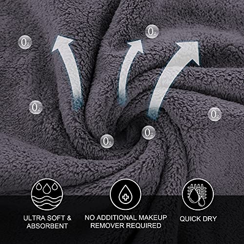 MOONQUEEN Microfiber Facial Cloths Fast Drying Washcloth 12 Pack - Premium Soft Makeup Remover Cloths - Grey - color: Grey, size: 12x12 Inch (Pack of 12)
