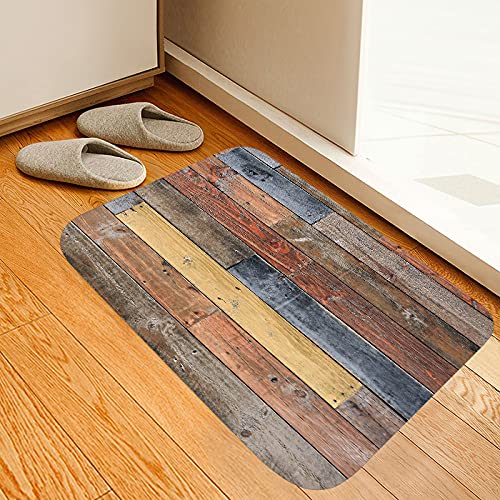 Bathroom Anti-Slip Bath Mat Retro Series Wooden Board 24x16 Inches - color: Wood Grain, size: 1'4" x 2' (Rectangular)