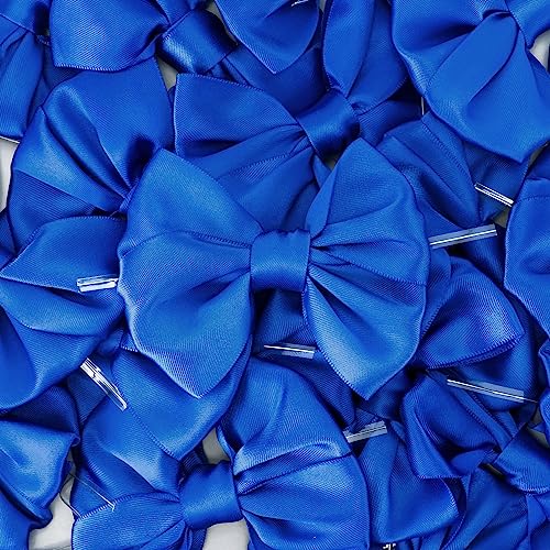 AIMUDI Royal Blue Satin Ribbon Twist Ties & Bows for Treat Bags, Crafts, Gift Wrapping, Cake Pops & Wedding Favors - 24 Counts - color: Royal Blue