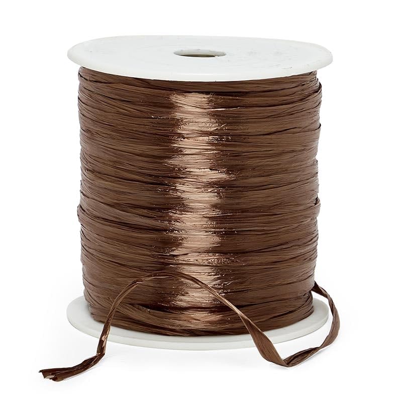 Brown Metallic Raffia Ribbon 1/4" X 100 Yards - color: Brown
