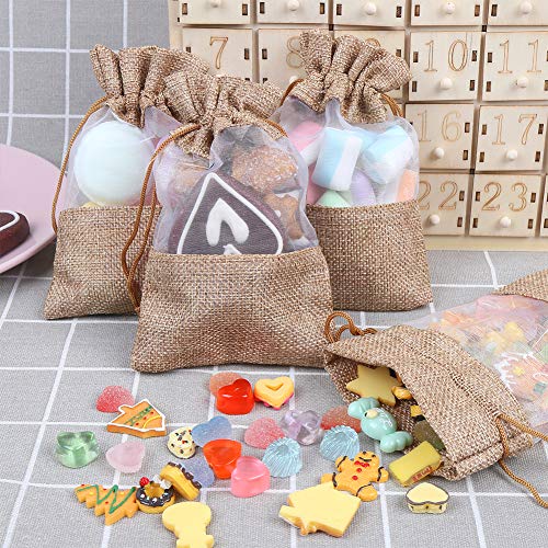 CCINEE 12PCS Burlap Drawstring Gift Bag, 5 X 7 Inch Organza Treat See Through Bags for Jewelry Sheer Easter Gifts Pouch Wedding Baby Shower Party Favor - size: 5 x 7 Inch (Pack of 12)