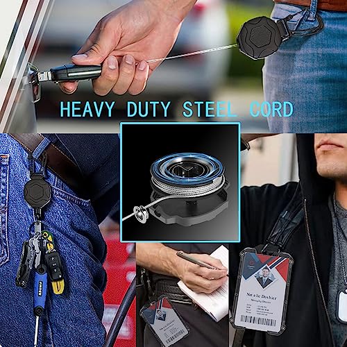 2-Pack Badge Holder Retractable Clip Heavy Duty Carabiner Badge Reel - color: 2 Holders and 2 Badge Reels Black # 01