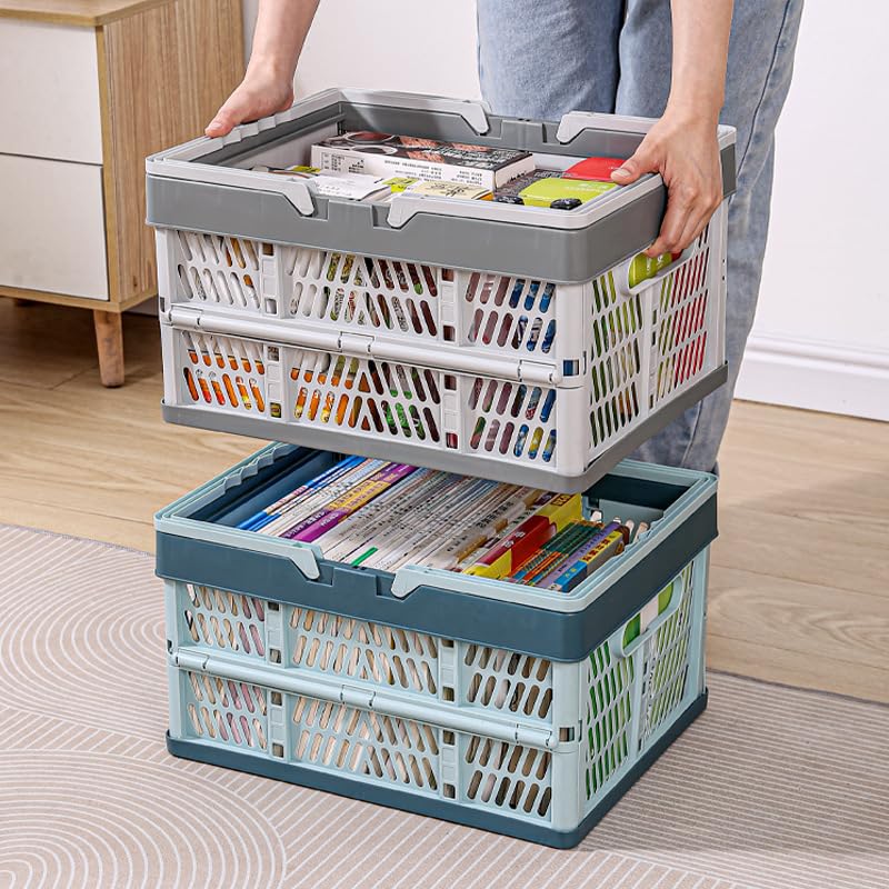 Domiella 2-Pack Foldable Storage Baskets, 20L Collapsible Crates PP Grey - color: Grey