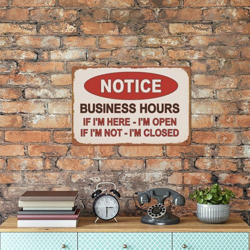 Notice Business Hours Open And Closed Sign Aluminum Metal Sign Posters 8x12 Inch For Living Room Bedroom Bathroom Decoration