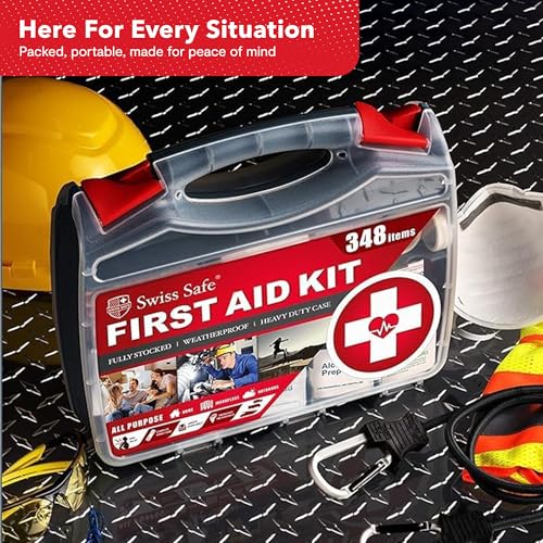 Swiss Safe 2-in-1 348 Pcs Large First Aid Kit for Camping, Travel & Car