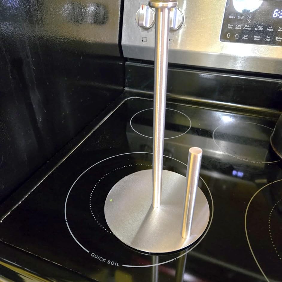 Premium Paper Towel Holder Countertop, for Kitchen, Bathroom, RV, Outdoor, Living Room,Dining Table or BBQ, Weighted Stainless Steel for Standard and Large Rolls-Silvery(YaoJooHome)