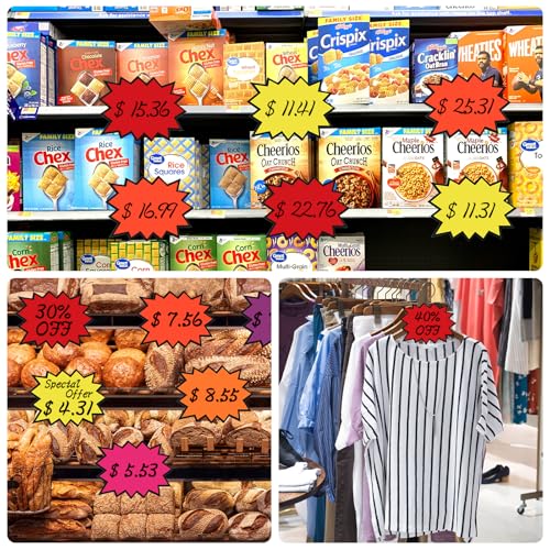 joycraft Starburst Signs, Fluorescent Garage Sale Signs with Adhesive Dots - color: 8 Colors + Black Border
