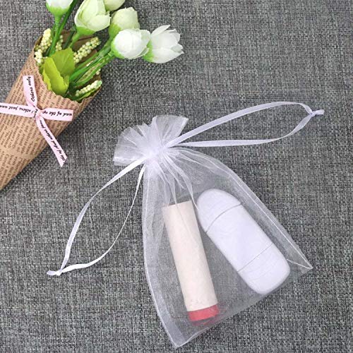 50 Pcs 4x6 inch Gift Wrap Bags, Organza Sheer Clear Tulle Fabric, White - color: White