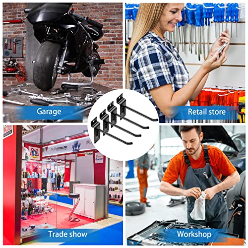Ferraycle 24 Pack Heavy Duty Slatwall Hooks 4/6/8 Inch Slat Wall Hooks Slatwall Accessories Metal Wall Panel Hangers for Garage Organization Retail Display Shelves Tools and Equipment Hanging(Black) - color: Black