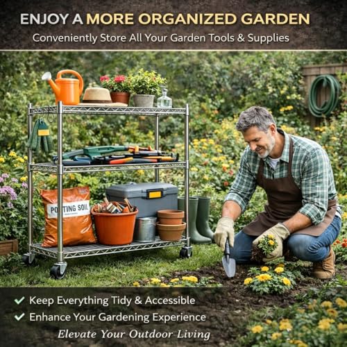 Storage Shelves - 3 Tier Metal Shelving Unit, 18"D×36"W×48"H, Chrome - color: Chrome, size: 18"D X 36"W x 48"H, 3 Tier