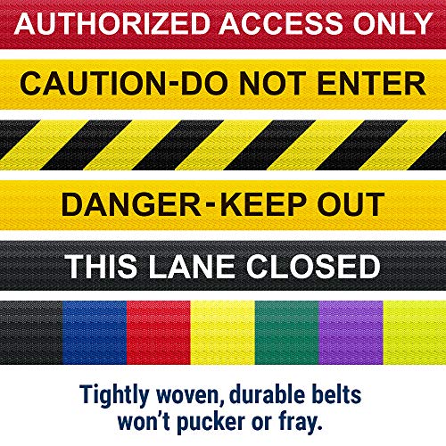 Premium Retractable Belt Barrier Black Aluminum Crowd Control Stanchion, 10' Red Belt - color: Black Post w/ Red Belt, size: 10' Belt