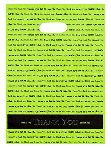 9x12 Lime "Thank You" Die Cut Handle Plastic Bags 50/cs - Bags Direct Brand - color: Lime Green