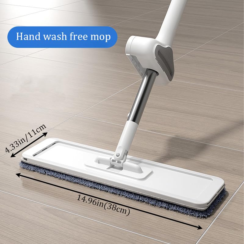360 Hands-Free Self Wringing Floor Cleaning Mop, Flat Mop - color: White