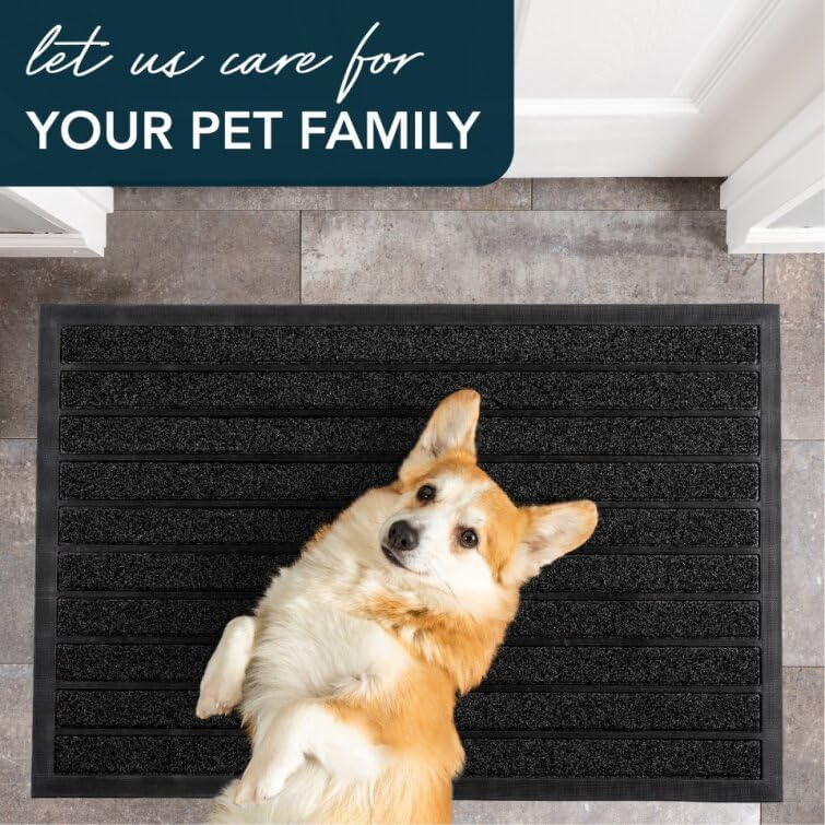 ubdyo Extra Durable Door Mat Outside Entrance (36" x 24", Bright Black) - color: Bright Black, size: 36" x 24" (Rectangular)