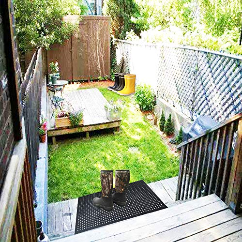 Anti-Fatigue Rubber Floor Mat - NANBOWANG Commercial Grade Interlocking Non-Slip Recycle Tyre Floor Mats for Restaurant Kitchen Bar Garden Outdoor Wet Area(36"x 36") - size: 36"L x 36"W x 0.8"Th