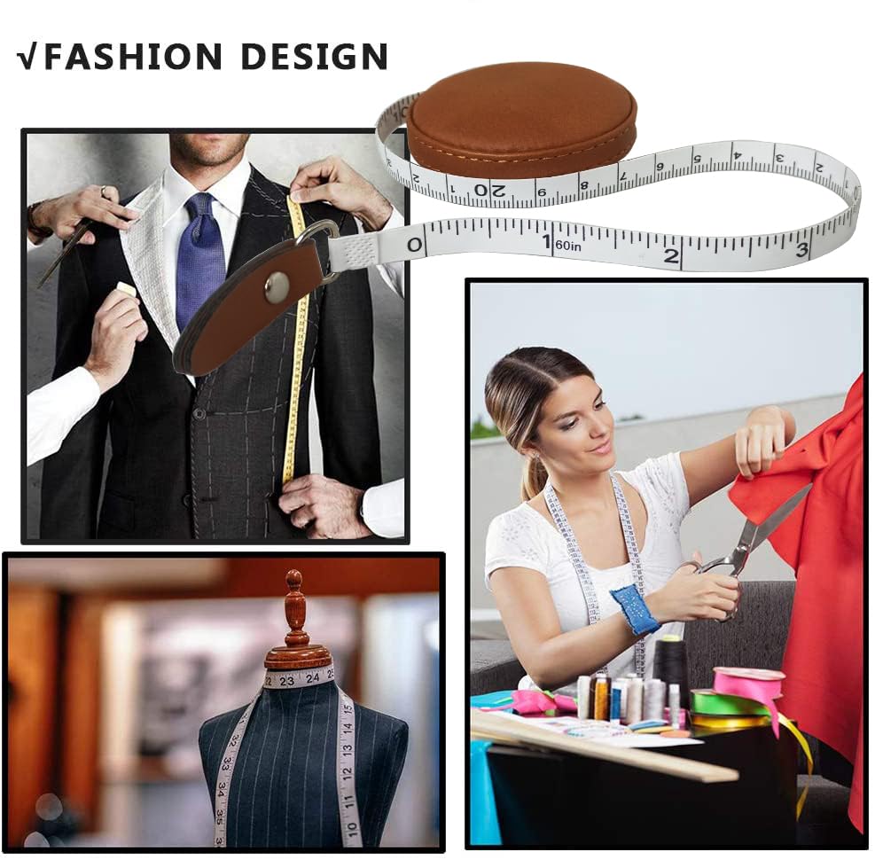 Tape Measure for Body Measuring Medical Body Cloth Tailor Craft Dieting Measuring Tape, 60 Inch/1.5 M Dual Sided Measuring Tape for Body Fabric Sewing(2 Pieces,Brown) - color: Brown 2 pack