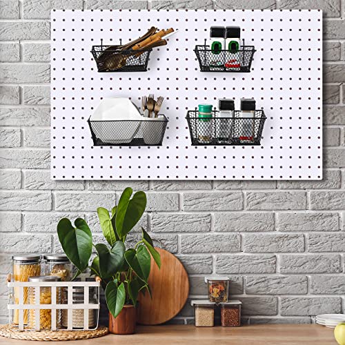 Sieral 4 Pcs Metal Pegboard Baskets Wire Organizer, Small, Medium, Black - color: Black, size: Small, Medium