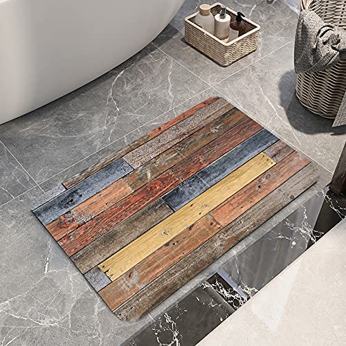 Bathroom Anti-Slip Bath Mat Retro Series Wooden Board 35x21 Inches - color: Wood Grain, size: 1'9" x 2'11" (Rectangular)