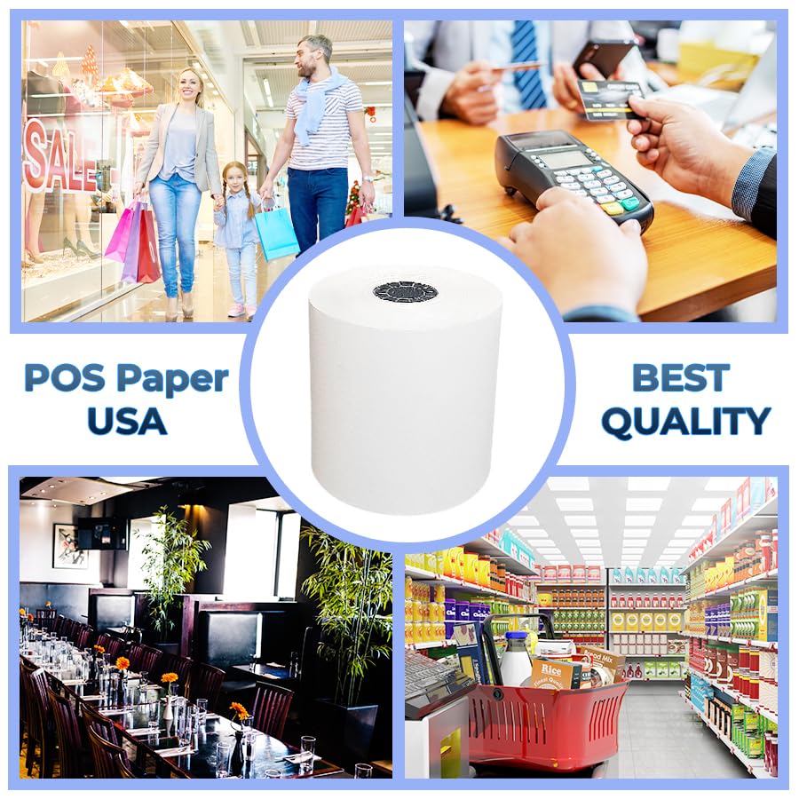 3 1/8" x 230' Thermal Receipt Paper (50 Rolls/Case) - BPA Free - color: White, size: 3 1/8" x 230' (50 Rolls)