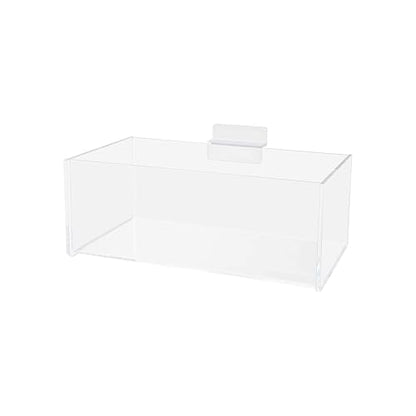 2 Pack Slatwall Acrylic Retail Tray Clear One Compartment Rectangular Merchandise Dump Bin See Through Storage Caddy for Businesses and Tradeshows by Marketing Holders - size: 8"W Single Pocket