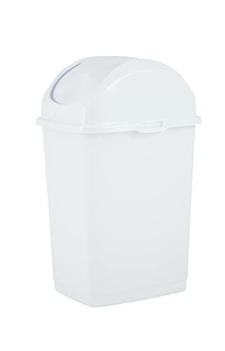 Superio Kitchen Trash Can with Swing Top Lid 9 Gallon Slim Waste Bin 37 Qt Sturdy Plastic Garbage Can Medium Recycling Bin for Office, Bathroom, Under Counter, Dorm, Bedroom (White-2 Pack) - size: 9 Gallon, style: 2 Pack