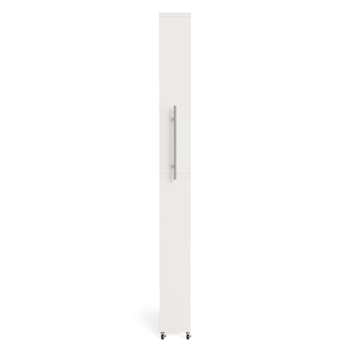LITTLE TREE 63-Inch Slim Storage Cart on Wheels, 5-Tier Tall Narrow Mobile Shelf Organizer, Rolling Utility Cart with Metal Handle for Kitchen, Dining Room, Small Spaces, White - color: White