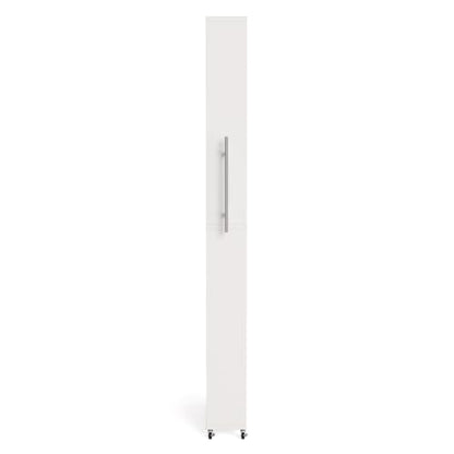 LITTLE TREE 63-Inch Slim Storage Cart on Wheels, 5-Tier Tall Narrow Mobile Shelf Organizer, Rolling Utility Cart with Metal Handle for Kitchen, Dining Room, Small Spaces, White - color: White