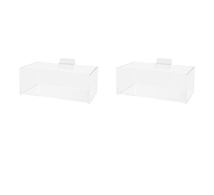 2 Pack Slatwall Acrylic Retail Tray Clear One Compartment Rectangular Merchandise Dump Bin See Through Storage Caddy for Businesses and Tradeshows by Marketing Holders - size: 8"W Single Pocket