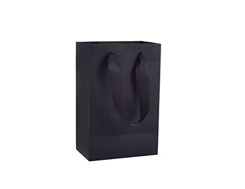 HUAPRINT Small Paper Gift Bags with Handles, Black, 20 Pack, 7x4x9 IN - color: Black, size: 7x4x9 Inch (Pack of 20)