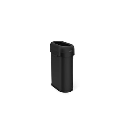 simplehuman Slim Open Can, 50L / 13 Gallon Commercial Trash Can for Restaurants, Cafes, Hotel Lobbies, Dent-Resistant Heavy Gauge Steel, Lift-Off Lid, ADA-Compliant, Matte Black Steel - color: Matte Black, size: 50L Slim
