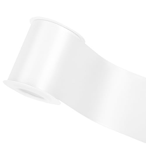 White Double-Faced Satin Ribbon, 3 Inch x 10 Yards - color: White