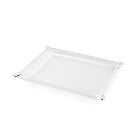 Huang Acrylic Clear Multi-use Valet Tray | Great for Snacks, Candy, Jewelry, Keys, Wallets, and More | Display in The Kitchen, Living Room, Bedroom, or Bathroom | Medium 10" x 8" - size: 9.5" x 7.5" x 1"