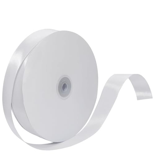 White Satin Ribbon 1 Inch 100 Yards, for Wedding Gift Wrapping - color: White
