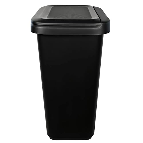 Kitchen Trash Can 20.4 Gallon, Dual Compartment Garbage & Recycling Bin with Lift Top Lid, Plastic Wastebasket for Kitchen, Office, Home - Black