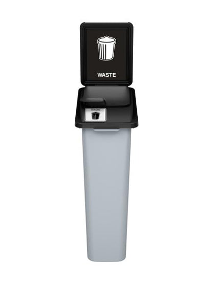 Waste Wise 23 Gallon Recycled HDPE Waste and Recycling Bin for Commercial Spaces - (Black/Grey w/Sign & Lid, Trash) - color: Black Grey Trash
