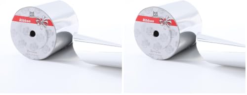 4inch x 50 Yards Shiny Silver Waterproof Ribbon,Curling Ribbon for Gifts Package Wrapping,Crafting. (Pack of 2) - color: Silver, size: 4inch x50yards (Pack of 2)