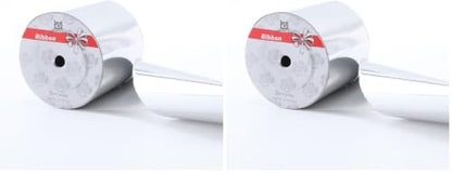 4inch x 50 Yards Shiny Silver Waterproof Ribbon,Curling Ribbon for Gifts Package Wrapping,Crafting. (Pack of 2) - color: Silver, size: 4inch x50yards (Pack of 2)