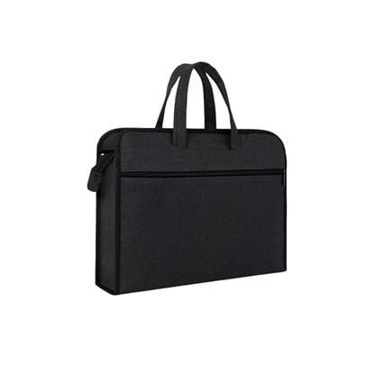 Zipper Document Pouch with Handle Portable Zipper File Bags for Carrying Paper Files Books File Document Bag - color: Black