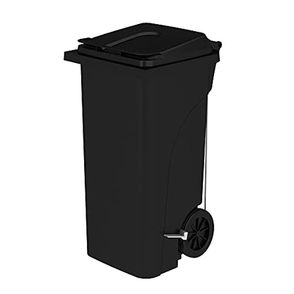 Safco Step-On Indoor Plastic Trash Can for Home, Commercial & Industrial Use, Hands-Free Disposal, 32 Gallon, Black
