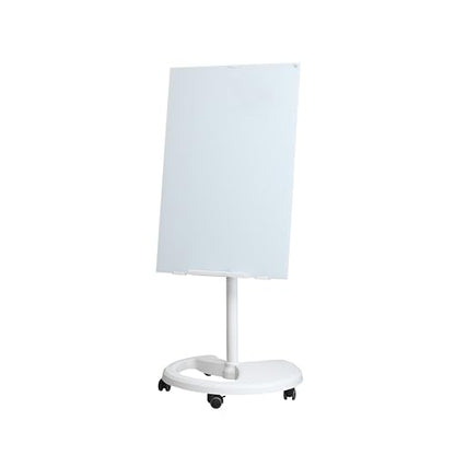 Rolling Tempered Glass Whiteboard with Stand, Magnetic Dry Erase Glass Board 36" x 24", Height Adjustable & 0–30° Tilting Mobile Stand with Locking Casters, Includes 2 Magnets 2 Markers 1 Eraser