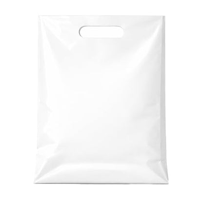 White Plastic Merchandise Bags, Die Cut Retail Shopping Bags for Small Business, Boutique & Store Packaging, 1.25 Mil, 9x12, 12x15, 15x18, Packs of 100, 200, 500 (100, 12x15) - size: 12x15