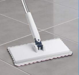 Snap Grip Mini Mop with 6 Washable Pads, Zero-Touch Flat Floor Mop for Wall - color: White