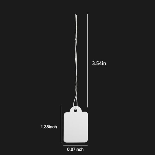 1.38 x 0.87 inch Price Tags with Strings Attached, White Marking Merchandise Hang Tags Labels, 1000Pcs