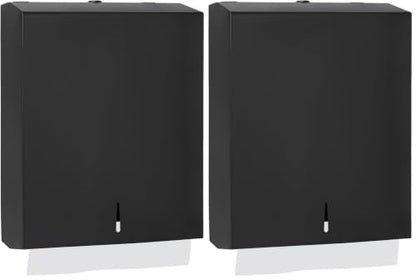 Stardrix Paper Towel Dispenser Wall Mount, Matte Black Stainless Steel Commercial Paper Towel Holder with Lock, Large Capacity 400 C Fold/525 Multifold Towels (Pack of 2) - color: Black, size: 400 C Fold/525 Multi-Fold with Lock (Pack of 2)