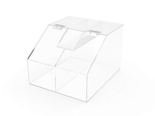 FixtureDisplays® 2.5 Gallon Acrylic Candy Bin, 2 Compartments, Scoop Holder 10" W X 8" H X 12" D 19491