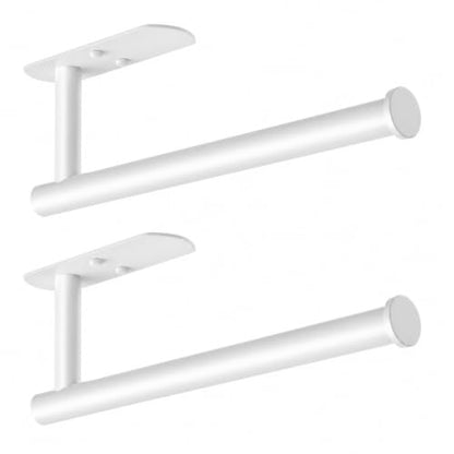 VAEHOLD Self Adhesive Paper Towel Holder Under Cabinet Mount, Wall Mounted Paper Towel Roll Holder for Kitchen, Bathroom, Wall - Stainless Steel (White, 2 Pack) - color: White, size: 2 Pack