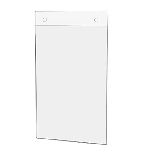 Wall Sign Holder for 5.5" x 8.5" Small Advertisements and Notices Clear Acrylic with Predrilled Holes and Hanging Hardware for Malls and Shopping Centers by Marketing Holders - size: 5.5"W x 8.5"H