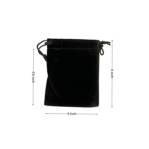 Palmhomee Pack of 48 3x4 Inch Velvet Drawstring Bags Gift Bag Velvet Pouch For Jewelry Wedding and Party Favor (Black) - color: Black